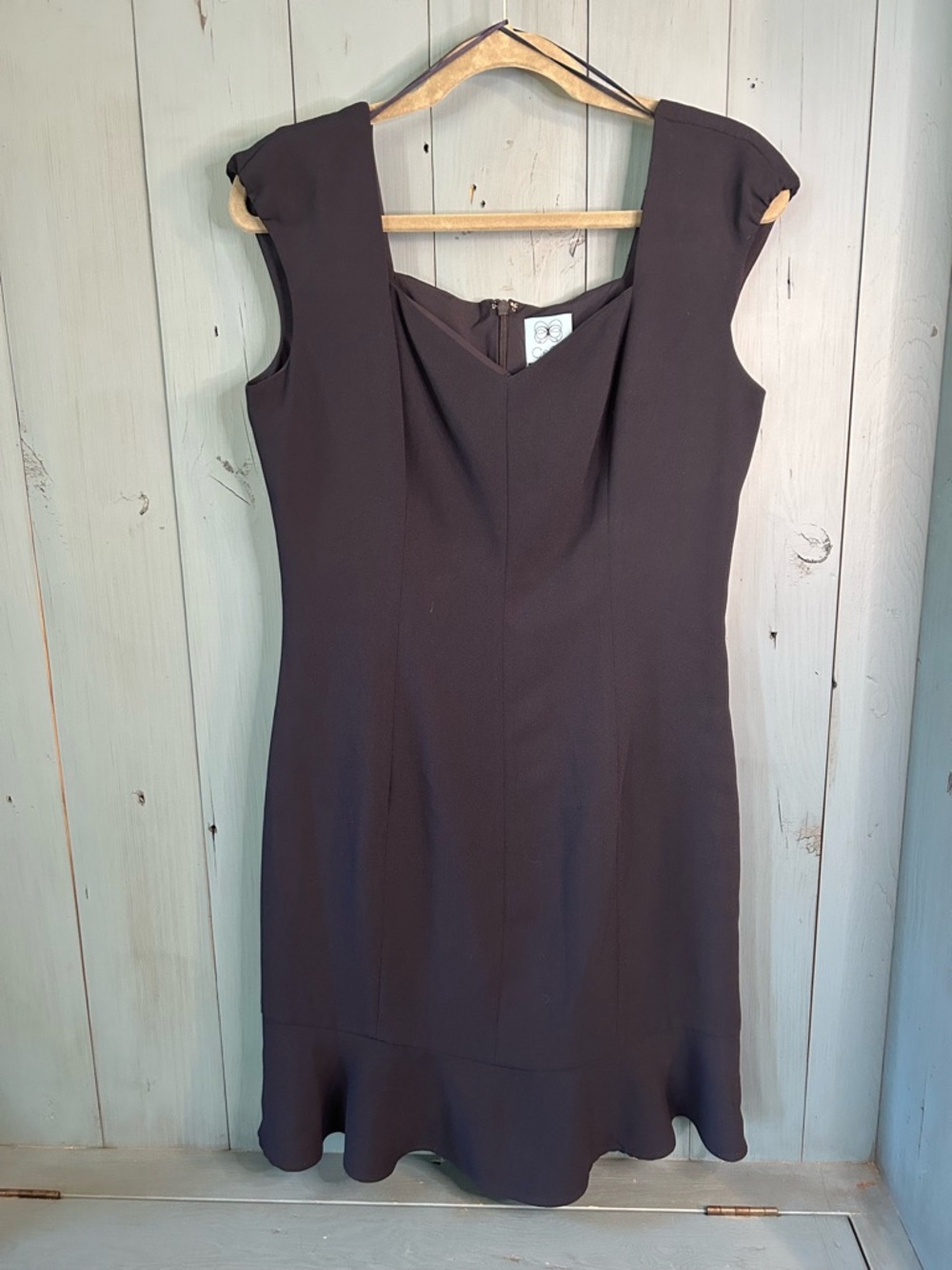 CeCe Navy Blue Midi Sheath Dress with Flared Hem & Cap Sleeves | Size 6